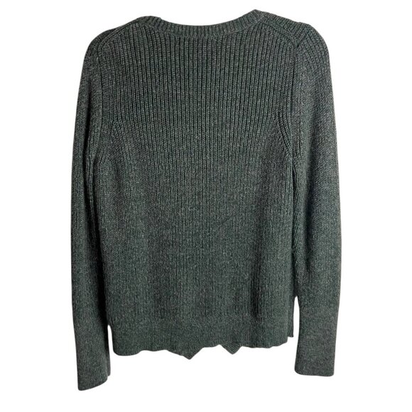 Banana Republic Size Small Green Wool Blend Ribbed Sweater Soft Asymmetrical Hem - Picture 4 of 7